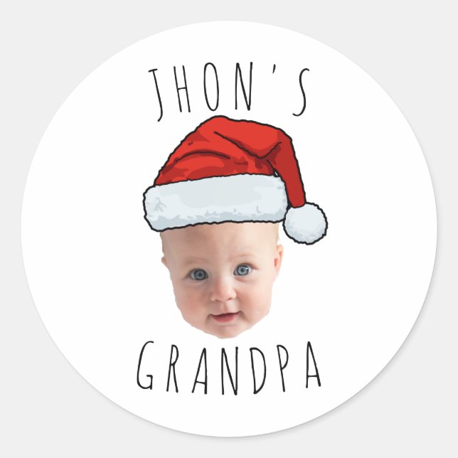 Sticker Rond Personnalisé Visage bébé Père Noël Chapeau Photo d (Devant)