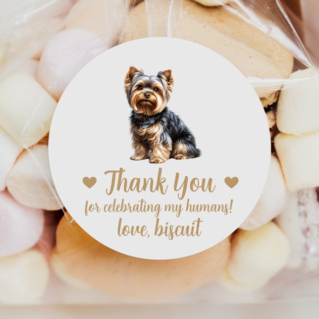Sticker Rond Personnalisé Yorkie Chien Mariage Favoriser Sticke (Créateur téléchargé)