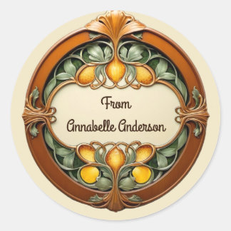 Sticker Rond Personnaliser Art Nouveau