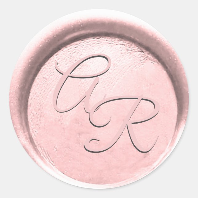 Sticker Rond *~* PERSONNALISER BLUSH ROSE Mariage de cire dorée (Devant)