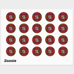 Sticker Rond Personnaliser Clan Stewart Tartan Chien Photo