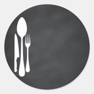 Sticker Rond Personnaliser de tableau noir Texte Outils de cuis