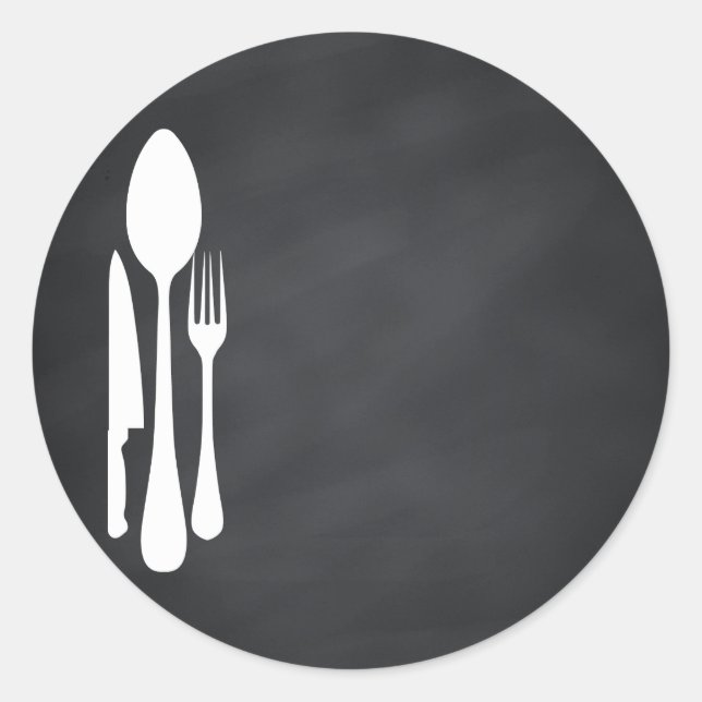 Sticker Rond Personnaliser de tableau noir Texte Outils de cuis (Devant)