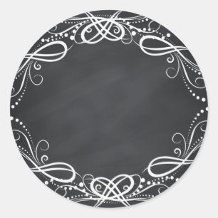 Sticker Rond Personnaliser des courbes florales du tableau noir