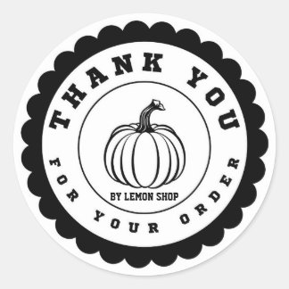 Sticker Rond Personnaliser du cercle de Citrouille noir Merci
