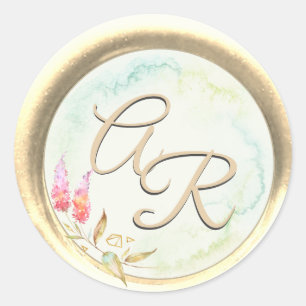 Sticker Rond *~* PERSONNALISER Floral Wreath Wax Seal Mariage