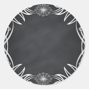 Sticker Rond Personnaliser florale vierge de tableau noir Texte
