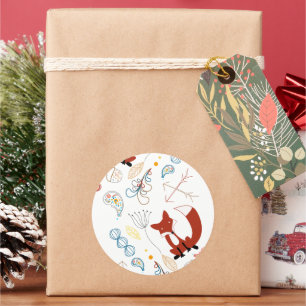 Sticker Rond Personnaliser le Motif Woodland Fox moderne