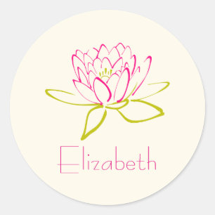 Sticker Rond Personnaliser Lotus Flower / Eau Lily Illustration