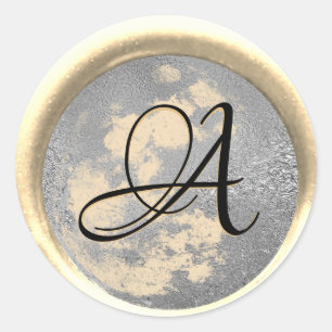 Sticker Rond *~* PERSONNALISER Monogramme Argent plus Sceau de 