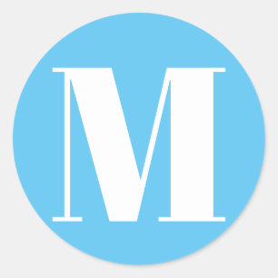 Sticker Rond Personnaliser monogramme nombre initial bleu clair