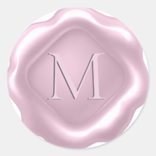 Sticker Rond *~* PERSONNALISER Monogramme ROSE de cire d'or Sce