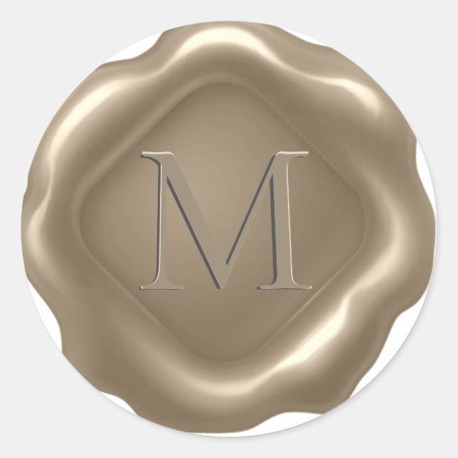 Sticker Rond *~* PERSONNALISER Monogramme Sceau initial de cire (Devant)