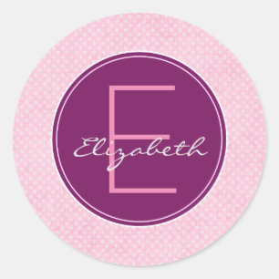 Sticker Rond Personnaliser Monogramme violet Cercle sur Pointe 