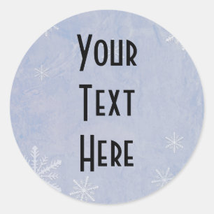 Sticker Rond PERSONNALISER papier flocon de neige 3 - bleu orig