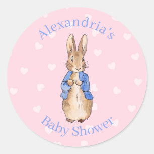 Sticker Rond Personnaliser Pierre le Baby shower lapin