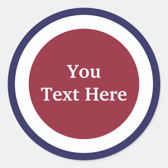 Sticker Rond personnaliser rouge, blanc et bleu (Devant)