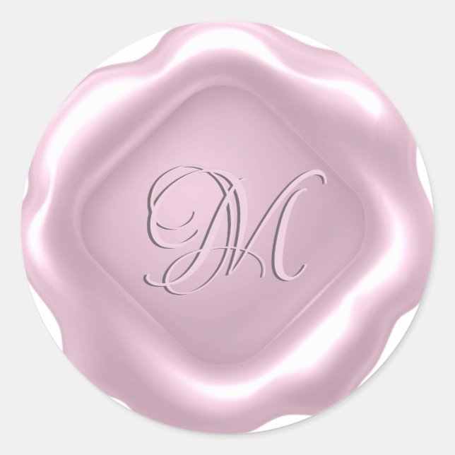 Sticker Rond *~* PERSONNALISER : Sceau d'or ROSE de monogramme (Devant)