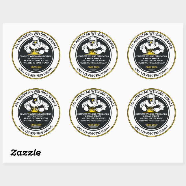 Sticker Rond Personnaliser Soudage souder entreprise Truck Van  (Feuille)