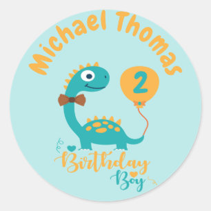 Sticker Rond Personnaliser Votre Âge Dino Anniversaire Garçon