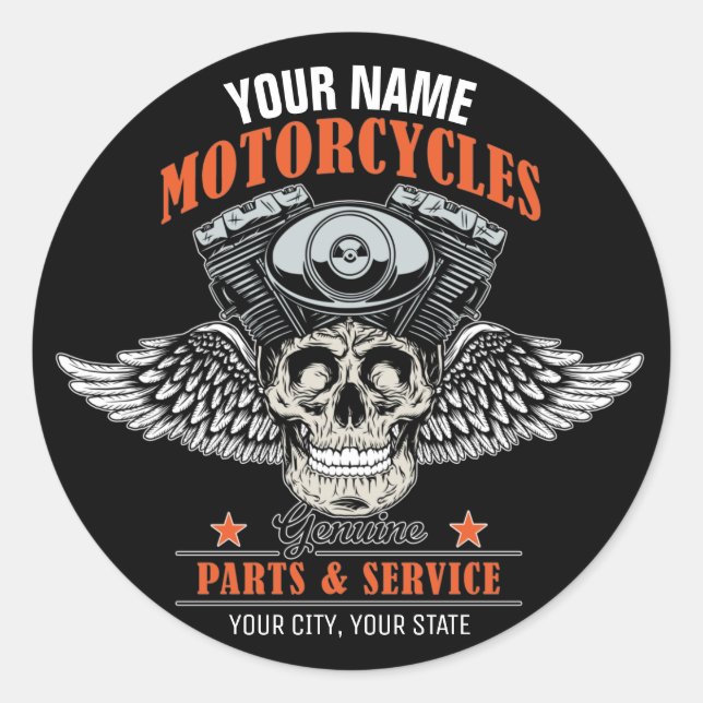 Sticker Rond Personnalized Biker Flying (Devant)