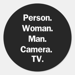 Sticker Rond Personne. Femme. Mec. Caméra. TV.