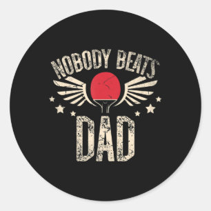 Sticker Rond Personne ne bat papa pour un Ping Pong Player Tabl