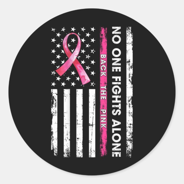 Sticker Rond Personne Ne Lutte Seul Contre Le Cancer Du Sein Ck (Devant)