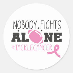 Sticker Rond Personne ne lutte seul contre le cancer du sein Ru