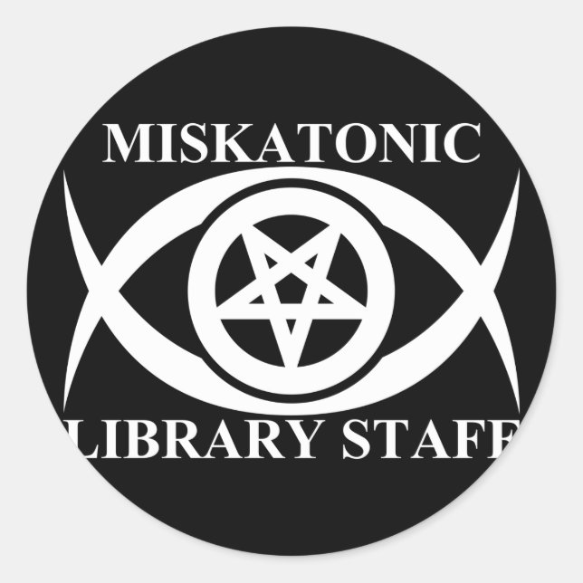 STICKER ROND PERSONNEL DE LA BIBLIOTHÈQUE MISKATONIQUE (Devant)