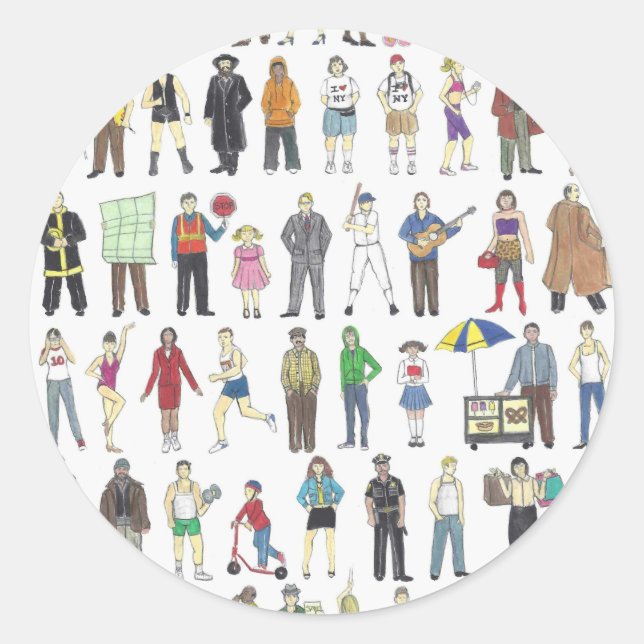 Sticker Rond Personnes de New York City Humans Citoyens (Devant)
