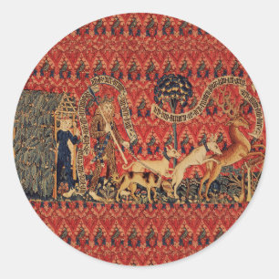 Sticker Rond PERSONNES SAUVAGES EN CHASSE DE CERF, Animaux, Flo