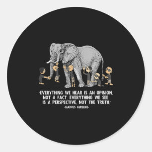 Sticker Rond Perspective Citation Marcus Aurelius Elephant Illu