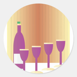 Sticker Rond Pesah quatre tasses de vin