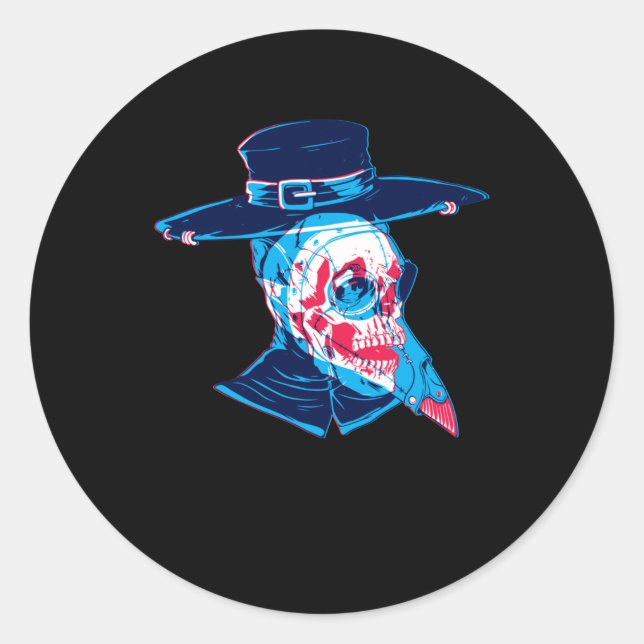 Sticker Rond Peste Docteur Moyen Age Docteur Steampunk Cadeau (Devant)