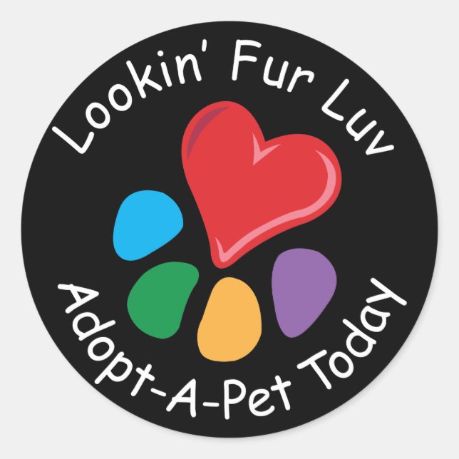 Sticker Rond Pet Adoption_Coeur_Paw_Lookin' Fur Luv (Devant)