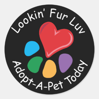 Sticker Rond Pet Adoption_Coeur_Paw_Lookin' Fur Luv