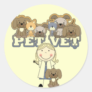 Sticker Rond Pet Vet Blond Femme Tshirts et cadeaux