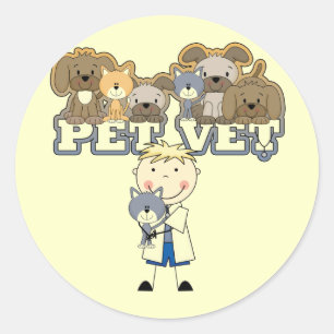 Sticker Rond Pet Vet Blond Homme Tshirts et cadeaux