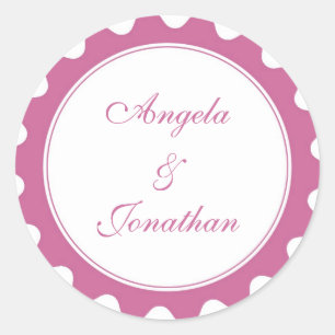 Sticker Rond Pétale ronde rose foncé mariage faveur nom tag éti