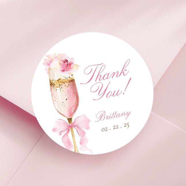 Sticker Rond Pétales de cou rose Fête des mariées de poursuites (Créateur téléchargé)