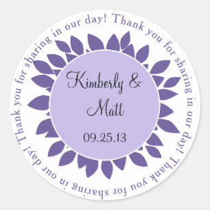 Sticker Rond Pétales de fleurs violettes de lavande de mariage 