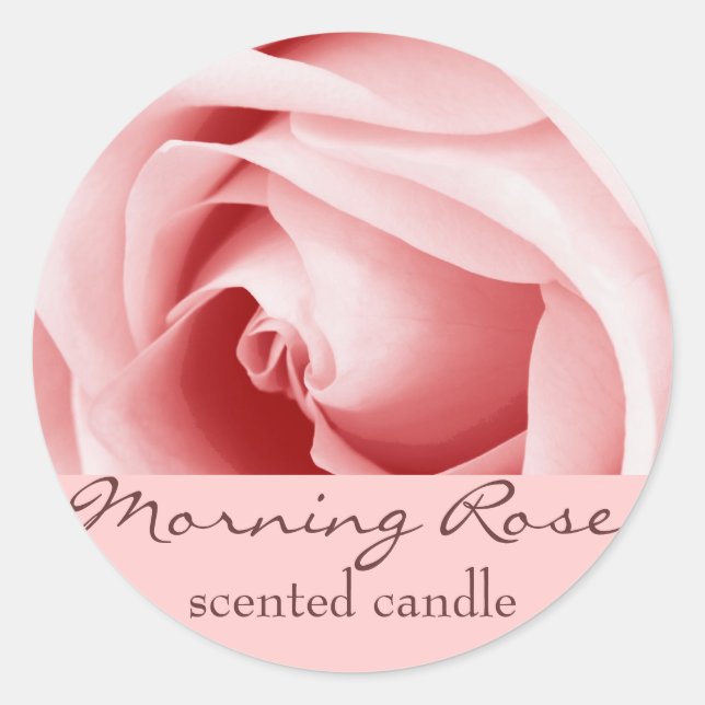 Sticker Rond pétales de rose rose - bougie parfumée ou étiquett (Devant)