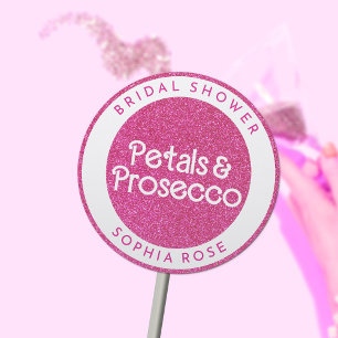 Sticker Rond Pétales & Prosecco Arche Florale Bohème Enterremen