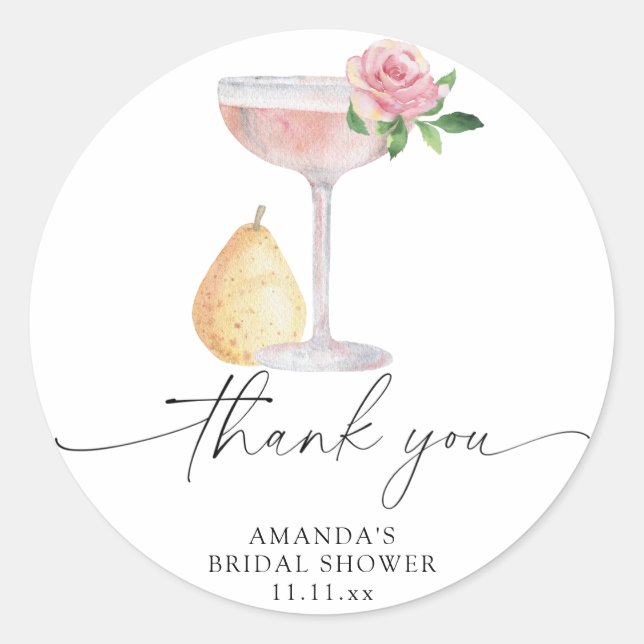 Sticker Rond Pétales & Prosecco - merci pour la baby shower (Devant)