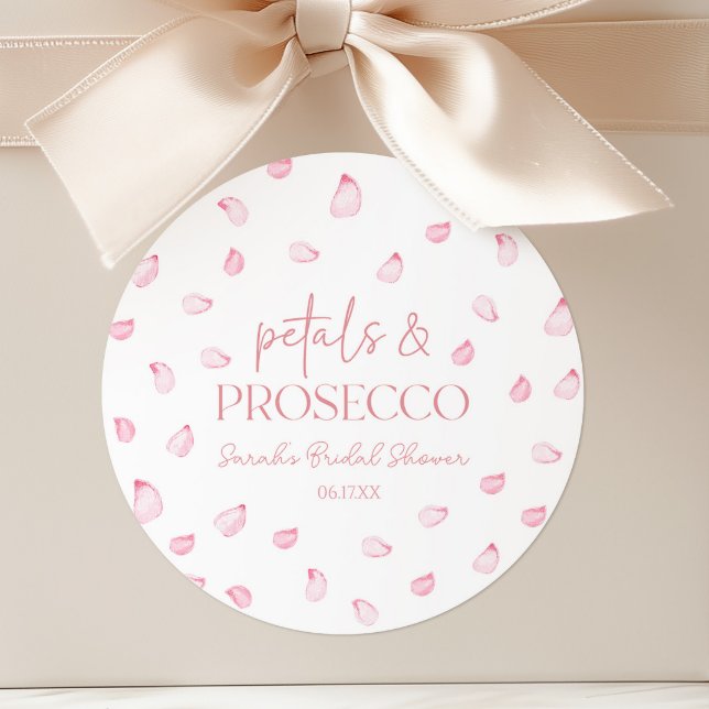 Sticker Rond Pétales & Prosecco Roses Roses Roses Fête de maria (Créateur téléchargé)