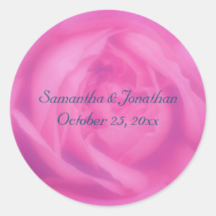 Sticker Rond Pétales rose rose Mariage floral Personnalisé