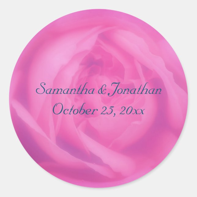 Sticker Rond Pétales rose rose Mariage floral Personnalisé (Devant)