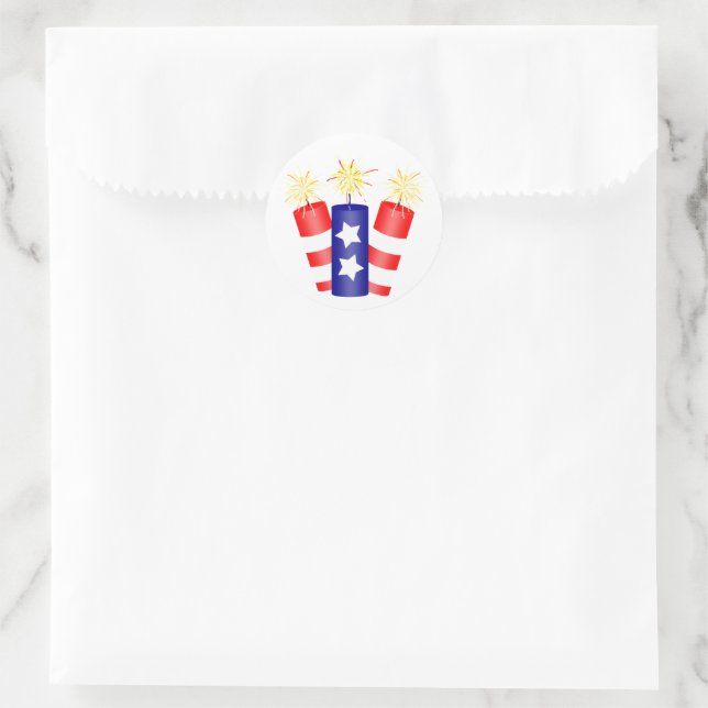 Sticker Rond Pétards pour le 4 juillet (Sac)