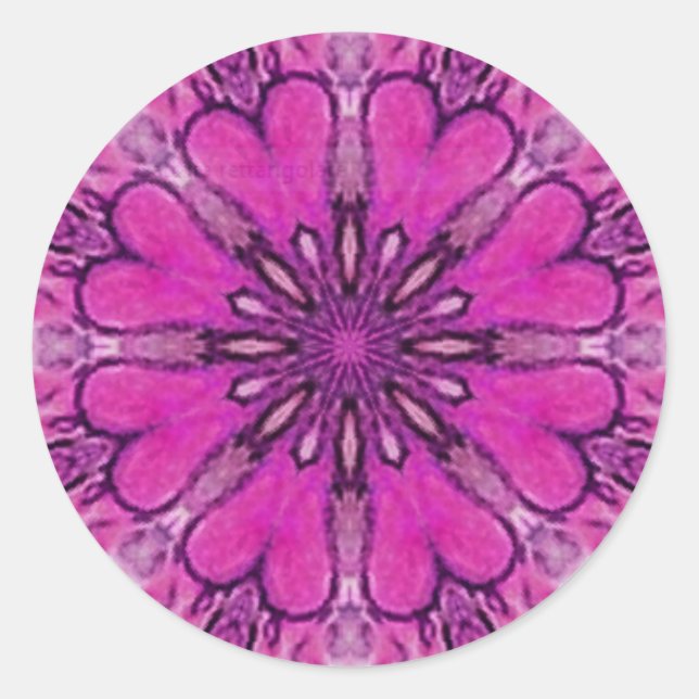 Sticker Rond PETAUX DE FLEURS ROSES AVEC COEURS violet violet b (Devant)